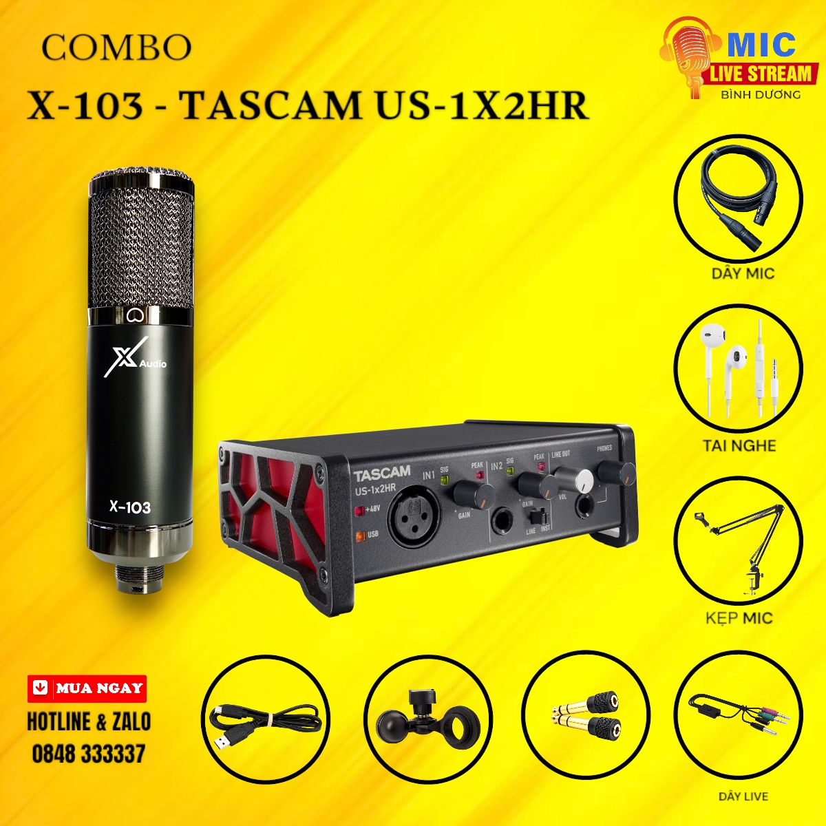 COMBO TASCAM US-1X2HR MIC X103